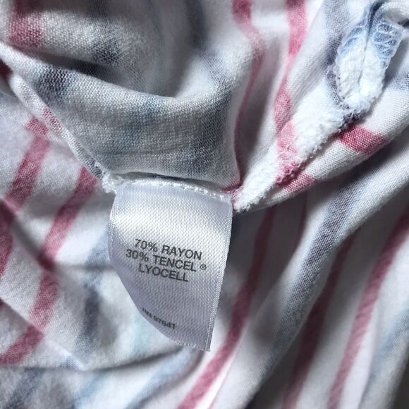 J. Jill Womens Tunic Top Large White Red Blue Stripe Elbow Sleeves Rayon Lyocell - Picture 8 of 10